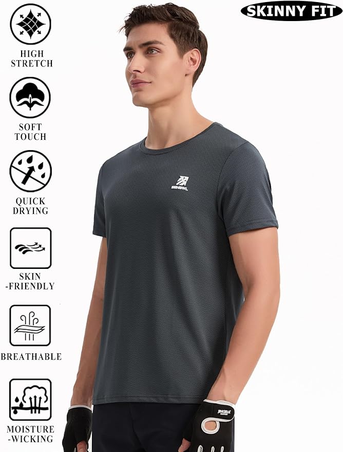 Moisture Wicking Quick Dry Soft Pickleball Workout Hiking Camping Running Shirts for Men Outdoor Sports