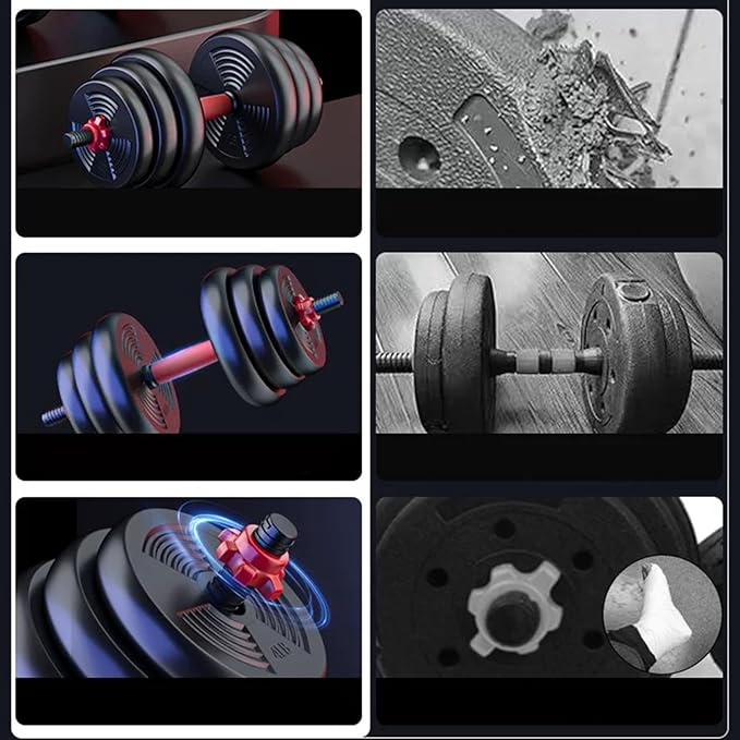 Adjustable Dumbbell Set, 5-44 lbs Free Weight Set with Connector for Barbell, Dumbbells, Push-Up Options, Fitness Exercises for Home Gym Suitable Men/Women