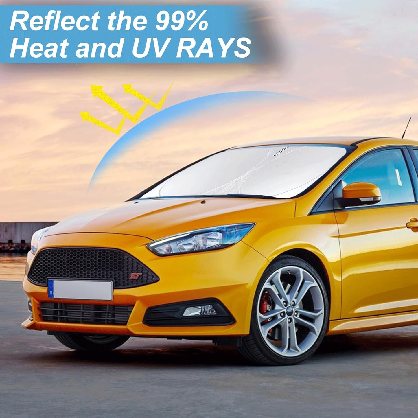 Sun Shade for Ford Taurus 2013 2014 2015 2016 2017 2018 2019-2023 Accessories Window Sunshade Custom Fit Taurus Sedan Windshield Sun Visor Reflective Protector Foldable Shield Blocks UV Rays