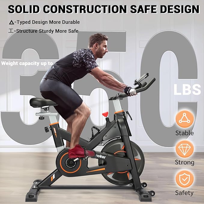 Exercise Bike, WENOKER Stationary Bike for Home, Indoor Bike with Silent Belt Drive, Heavy Flywheel, Multi-grips Handlebar and Upgraded Digital Display