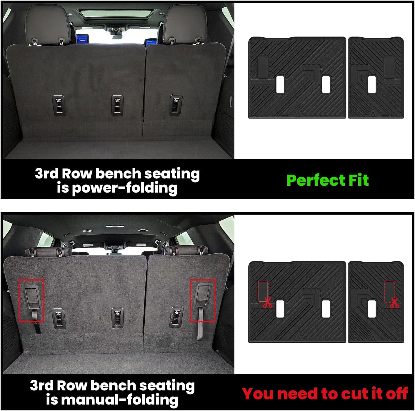 LASFIT Floor Mats 2021-2025 & Only 8 Seats (Not for 7/9 Seats) for Chevrolet Chevy Suburban/GMC Yukon XL (Only Yukon XL, Not Fit Yukon)/Cadillac Escalade ESV (Only Escalade ESV, Not Fit Escalade)