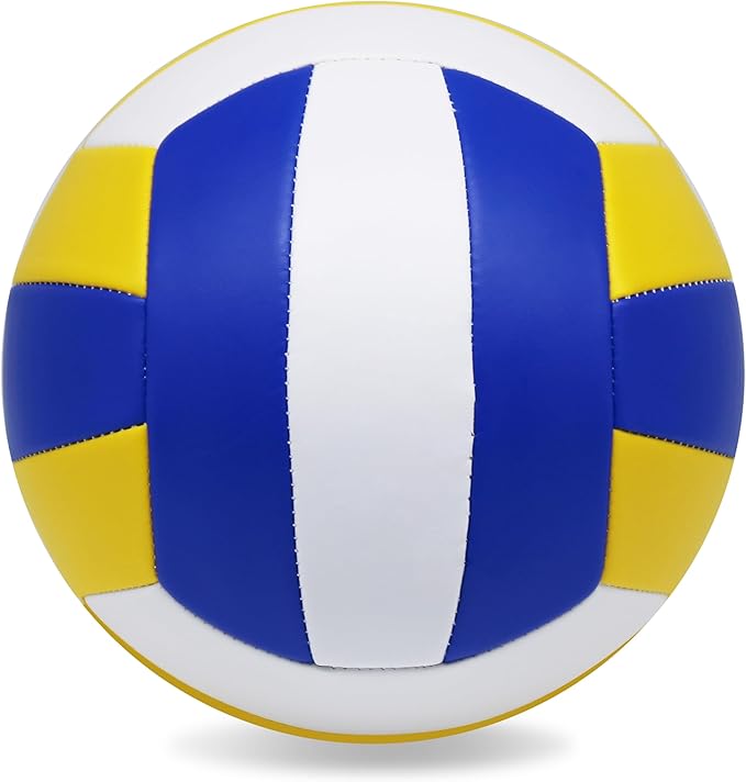 Magicorange Volleyball, 6 Pack Official Size 5 Volleyballs- PU Leather Indoor Outdoor Soft Touch Recreational Volleyballs for Beach Play, Game,Gym,Training -Includes Ball Pump