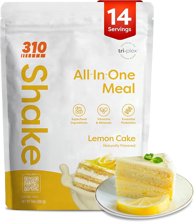 310 Hydrate Lemon Cake Electrolytes Powder-No Sugar Hydration Packets with Key Vitamins & Minerals-Keto Friendly-Tasty Sugar Free Electrolyte Drink -14 servings per container, serving size 28.3grams.