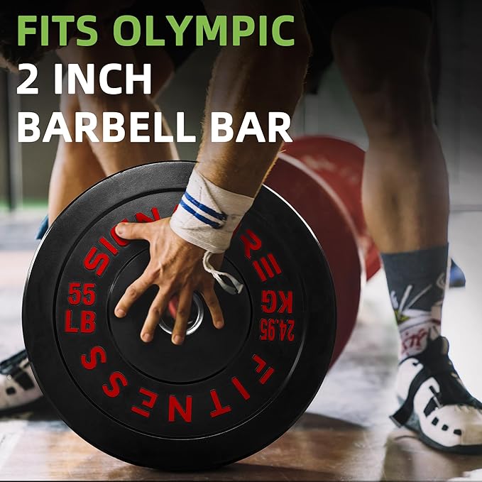 Olympic Bumper Plates Set, 2" Weight Plates for Strength Training & Weightlifting, Paris or Set or Set with Barbell, Multiple Options