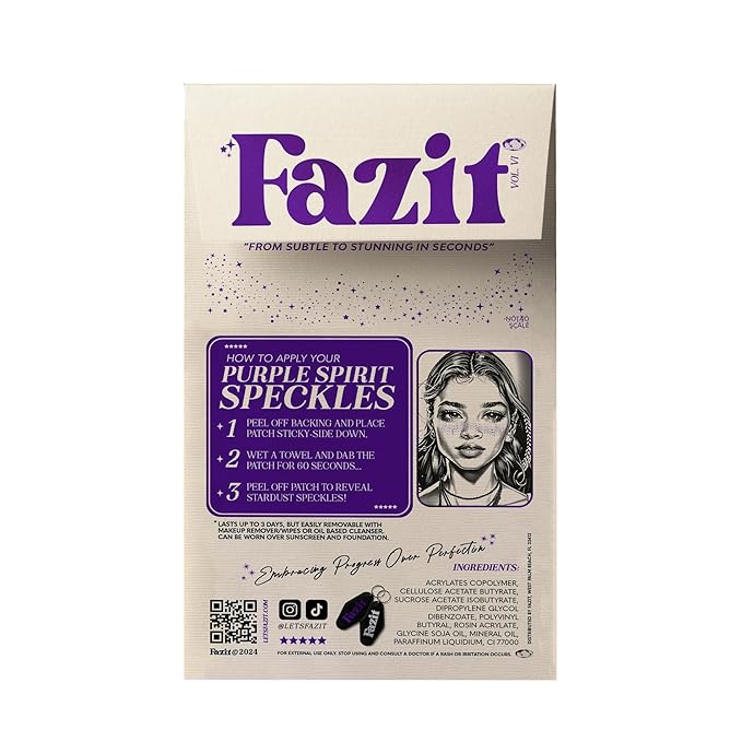 Fazit Makeup Patches - Face Makeup Patches - Beauty Face Makeup - Purple Speckles - Waterproof Purple Speckles - Temporary Face Purple Speckles For Women - 6 count