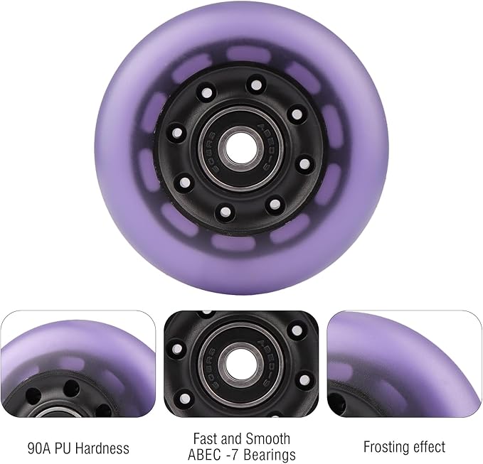 2-Pack 76mm PU Caster Board Replacement Wheel Set 90A Compatible with Razor RipStik Classic Air, DLX G Ripsurf (Purple)