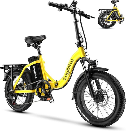 Folding Electric Bike for Adults with Peak 1000W Motor, 48V 20AH Battery up to 30MPH 80 Miles, 20" Fat Tire All Terrain Ebike, Front Suspension 7-Speed Commuter E Bike, Step-Thru, UL Certified