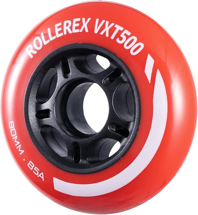 Rollerex VXT500 Inline Skate Wheels (8-Pack) (Various Size & Color Options Available) -Indoor Outdoor- Intended for Roller Blade Wheel Replacement