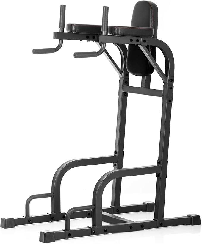 XMARK Knee Raise, Dip Stand with Push Up Station, Commercial Vertical Knee Raise, Captain's Chair, Upper Body and Core Workout Machine