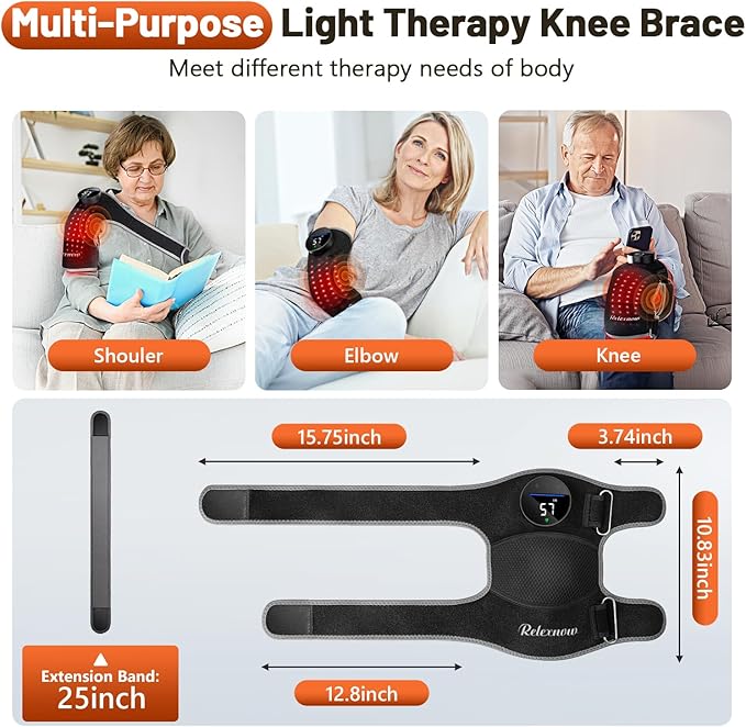 Red Light Therapy Knee Brace with Vibration Knee Massage, Extension Band, Wireless Rechargeable Controller,660nm&850nm Near Infrared Light Therapy Heated Device for Knee/Elbow/Shoulder Pain Relief
