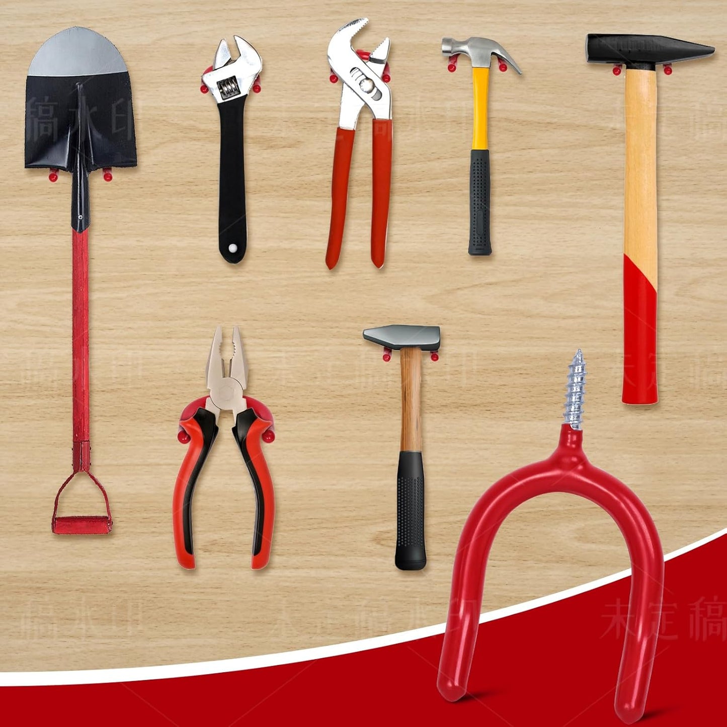 6 Pack Garage Storage System Steel U Hooks with Anti-Slip Coating Home Improvement and Organization Screw in Hooks Easy Wall Mounting Heavy Duty Bike and Ladder (Red, 6 Pack)