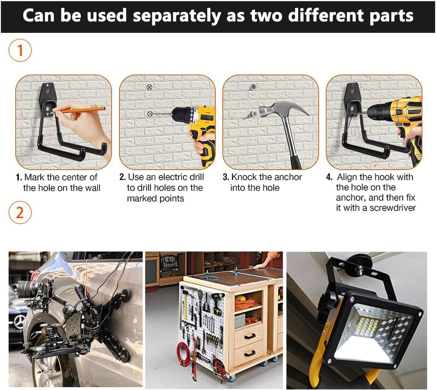 Large Strong Magnetic Hooks,Heavy Duty Magnet Hook, Black Magnetic Garage Hook for Metal Cabinet Pegboard Garage Warehouse Shelve,Heavy Duty Storage Magnetic Utility Hooks (2 Pack)