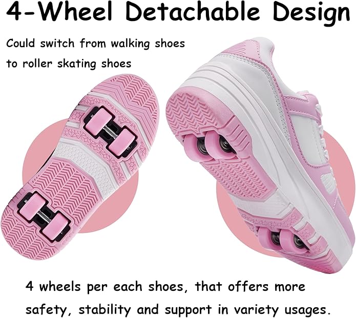 Roller Skate Shoes for Kids Girls Boys Detachable Wheeled Fashion Sneakers