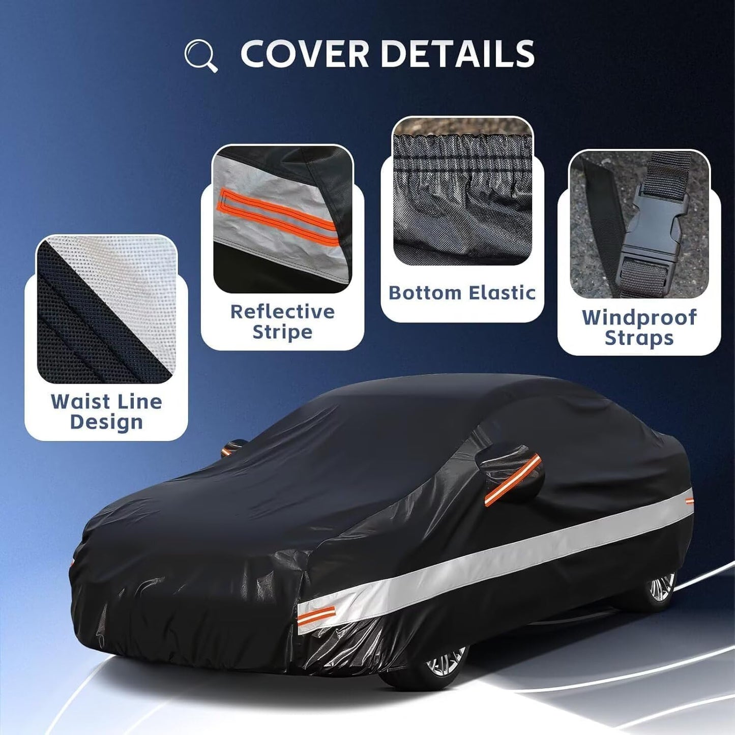 10 Layers Car Cover Custom Fit for Cadillac (DTS 2006-2012), Waterproof All Weather for Automobiles, Outdoor Full Cover Sun Dust Rain Protection with Cotton. Black