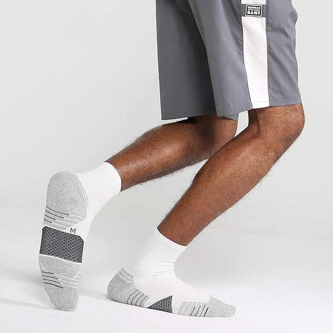 WANDER Men's Athletic Ankle Socks 6-7 Pairs Sports Moisture-wicking Running Basketball Cycling Socks 6-9/10-12/12-14