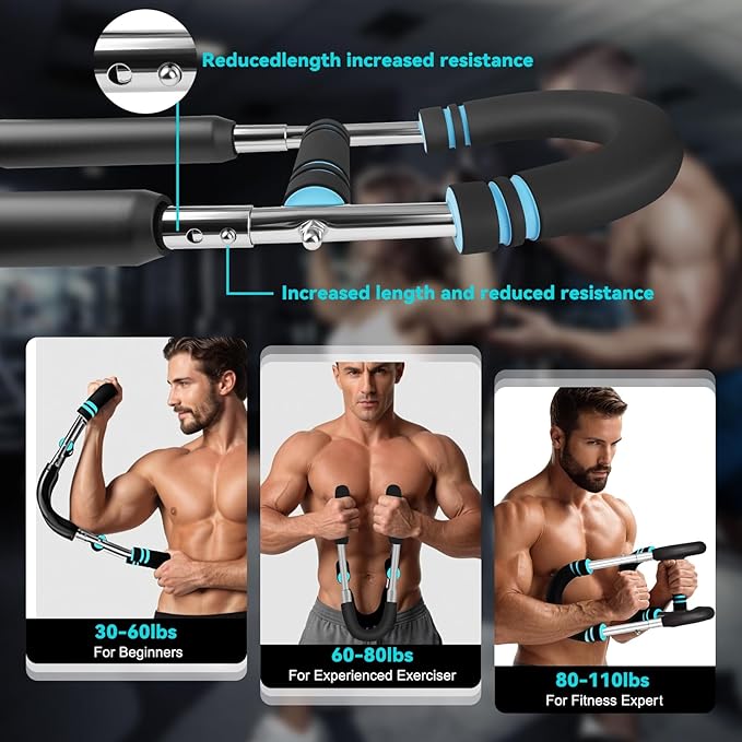 Twister Arm Trainer, 30-110lb Adjustable Twister Arm Chest Exerciser for Men, Detachable Spring Workout Bar, Portable Home Gym Arm Exercise Machine for Strength Training.