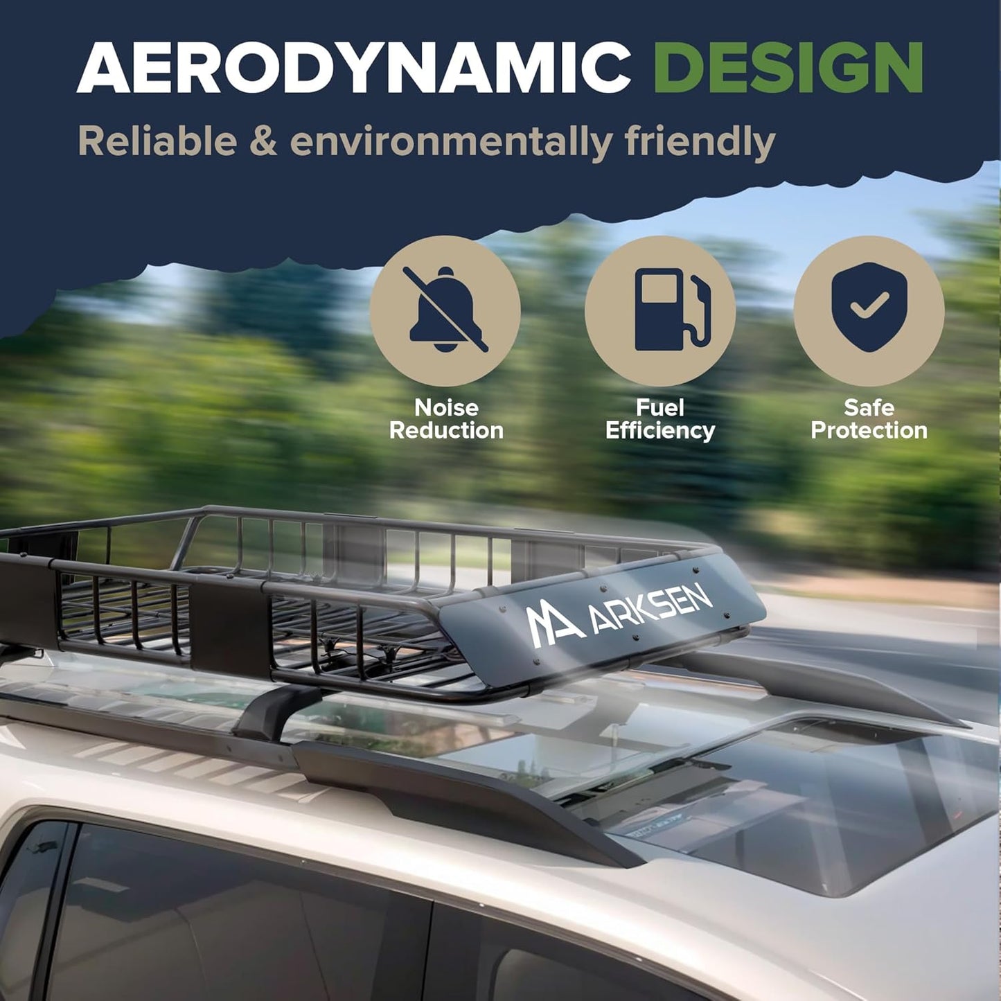 ARKSEN 54 x 34 x 6 Inch Universal Roof Rack with Extension, 600D Waterproof Bag, 2 Ratchet Straps&Net, 150 LBS Capacity Heavy Duty Rooftop Cargo Basket for SUV, Truck, RV, Pickup