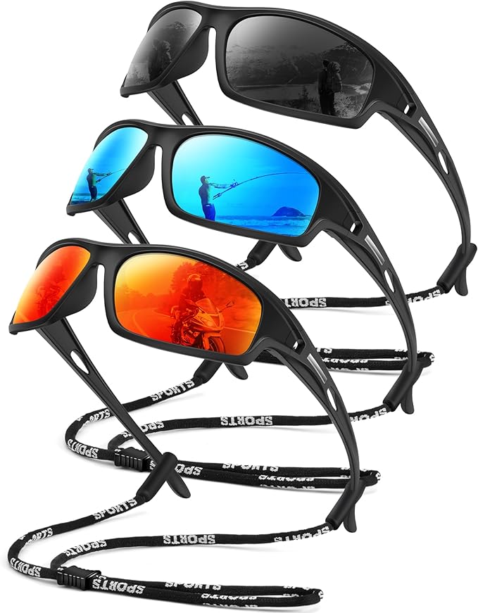 Polarized Sunglasses Men, Sports Sun Glasses Womens UV400 Protection for Fishing Running Driving