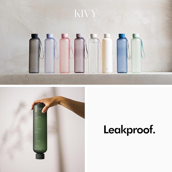 KIVY Slim Water Bottle 32oz [Lightweight & Shatterproof] - Reusable Tritan Water Bottle - Leak Proof Water Bottle for Women & Men - No Spill Drinking Bottle - Dishwasher Safe - BPA Free