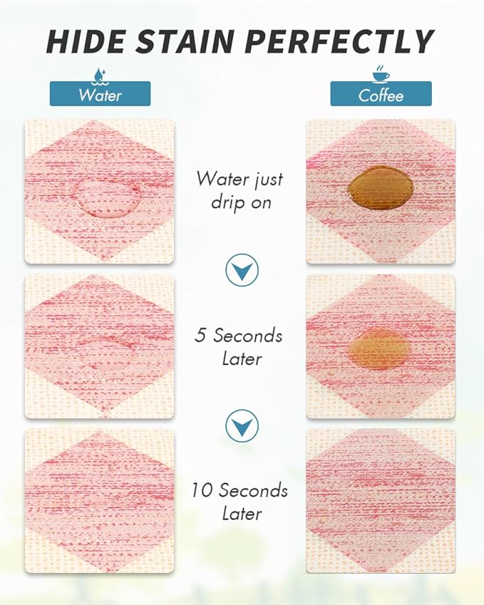 AMOAMI Coffee Mat Hide Stain Rubber Backed Absorbent Dish Drying Mat for Kitchen Counter - Fits Under Coffee Maker or Machine - PINK 16X24