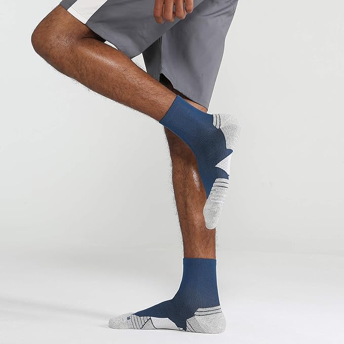 WANDER Men's Athletic Ankle Socks 6-7 Pairs Sports Moisture-wicking Running Basketball Cycling Socks 6-9/10-12/12-14