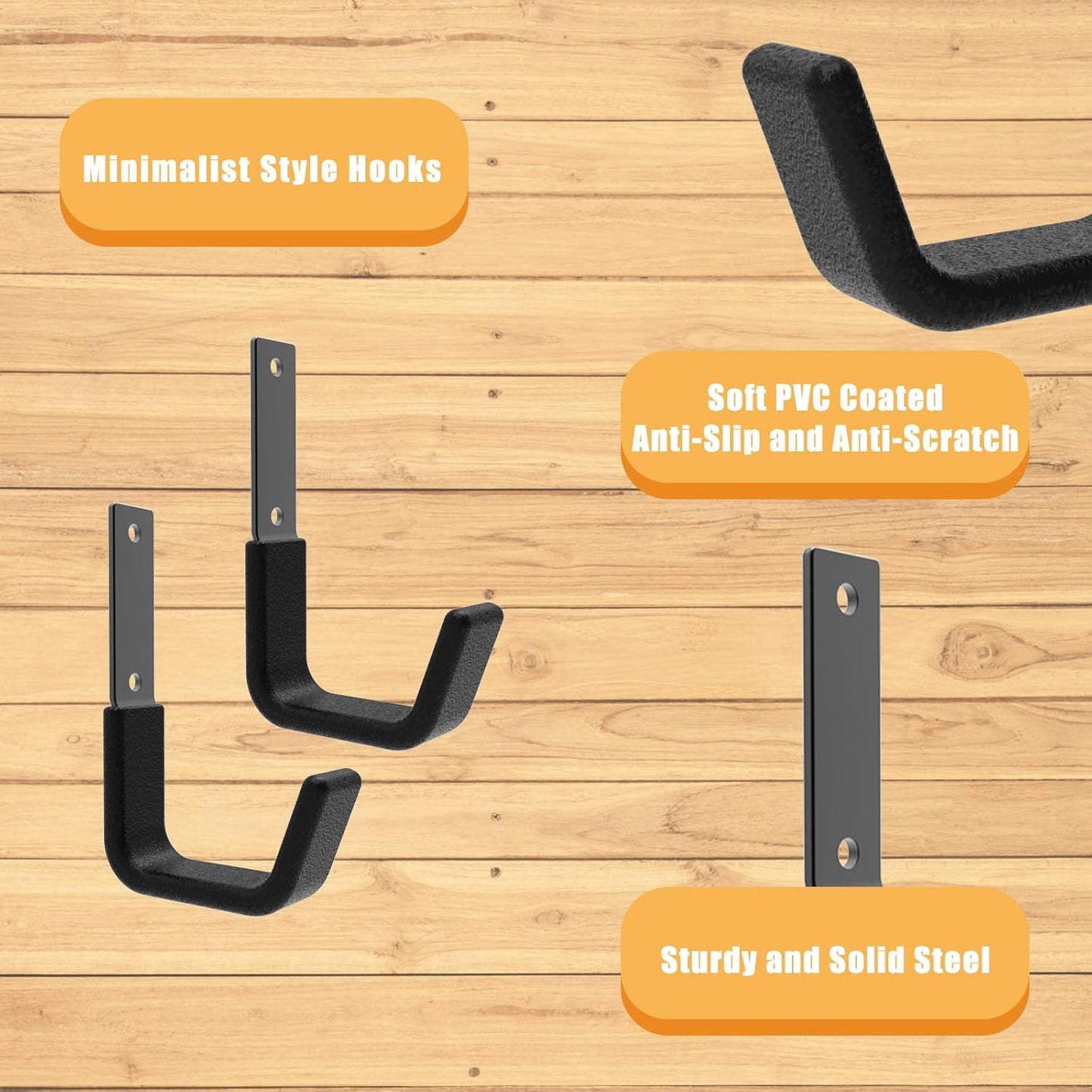 Heavy Duty Utility Hooks - Wall Mount, Hose Holder, Bike & Ladder Hooks, Chainsaw & Leaf Blower Hanger - 8 Small