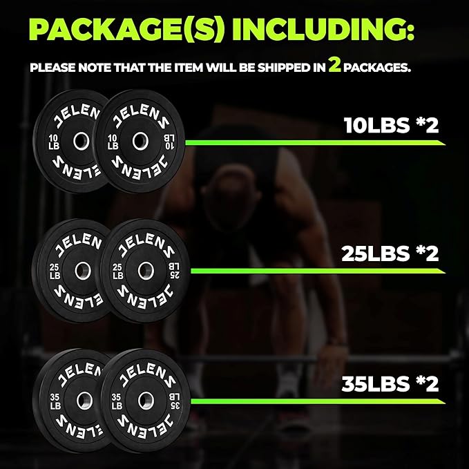 Olympic Barbell Weight Plates Set, 2-Inch Black/Colored Rubber Bumper Plate Weight Set for Strength Training and Weightlifting, Multiple Options