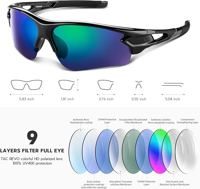 BEACOOL Polarized Sports Sunglasses for Men Women Youth Baseball Fishing Cycling Running Golf Motorcycle Tac Glasses UV400