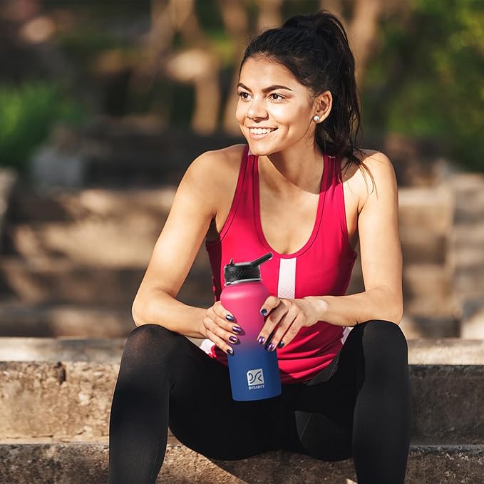 Insulated Water Bottle | Thickened Stainless Steel Vacuum Metal | Portable Sports Water Jug for Gym and Hiking with Straw, Carrier Bag, Handle Strap | BPA-Free 32 oz