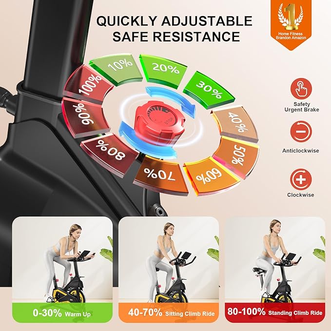 Exercise Bikes for Home,Indoor Cycling Bike with Adjustable Magnetic,Brake Pad Resistance Silent Belt Drive,330lbs Weight Capacity &Upgraded Version Seat for Home Cardio&Weight Loss