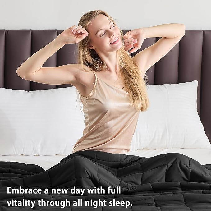 King Size Weighted Blanket for Adults (25 lbs, 80” x 87”, Black) Cooling Heavy Blanket for Sleeping Perfect for 240-260 lbs, Breathable Blanket for Adults & Couple All Season, Machine Washable