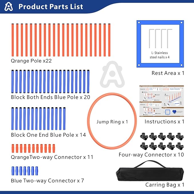 4 Sets Pets Agility Training Equipment, Adjustable Dog Hoop, Dog Jump, Weave Poles and Pause Box，with Independent Packaging(4 Sets)