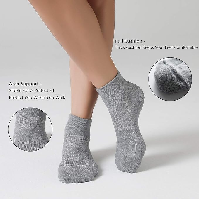 CelerSport 6 Pack Men's Ankle Socks with Cushion, Sport Athletic Running Socks