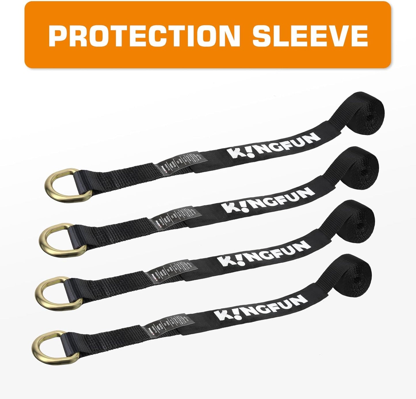 Kingfun Car Tie Down Straps for Trailers with Snap Hooks 4 Pack - 2" X 120" Tire Straps for A Car Trailer, 10,000lbs Break Strength Heavy Duty Ratchet Straps for Truck, Cars,Trailer & More