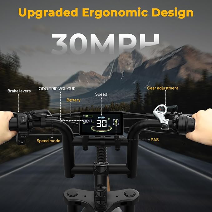 V20 4.0 Electric Bike for Adults,28/30Mph Max Speed,48V15.6Ah Battery,25-68 Miles Max Range, Dual Hydraulic Brakes Ebike,Turning Light, Electric Bike for Commute/Offroad/Rain/Snow Riding.