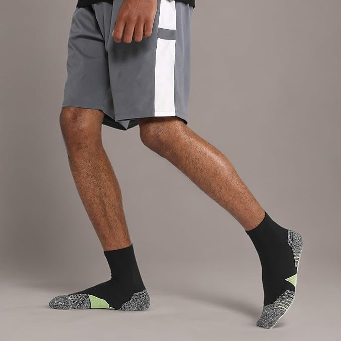 WANDER Men's Athletic Ankle Socks 6-7 Pairs Sports Moisture-wicking Running Basketball Cycling Socks 6-9/10-12/12-14