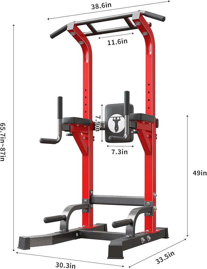 sogesfurniture Adjustable Dip Stands Assistive Trainer for Home Gym - 10-Level Height Wall-Saving Pull Up Bar, Dual Training Stands for Dip Push Up & Core Workout, Heavy Duty Steel Frame