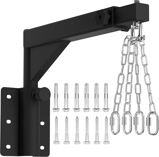 Adjustable Heavy Duty Bag Hanger,Wall Mount Punching Bag Hanger,Thickened Steel Plate and Stainless Steel kit for Home Gym Indoor Outdoor (Supports up to 900Ib)