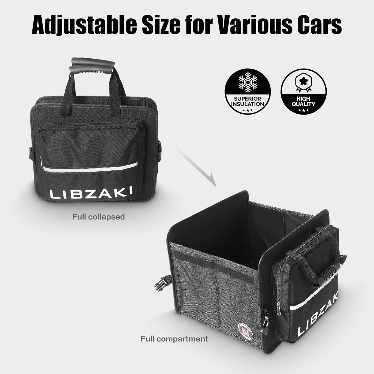 LIBZAKI Car Trunk Storage Organizer, Collapsible Trunk Storage Box for Car Truck SUV-Black