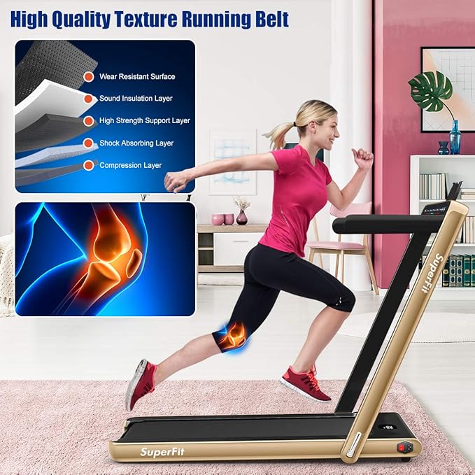 GYMAX Walking Pad, 2.25HP Dual Display Foldable Treadmill for Home with Remote/Smart App Control, Portable Compact Treadmill for Office Under Desk, Folding Running Machine for Small Spaces