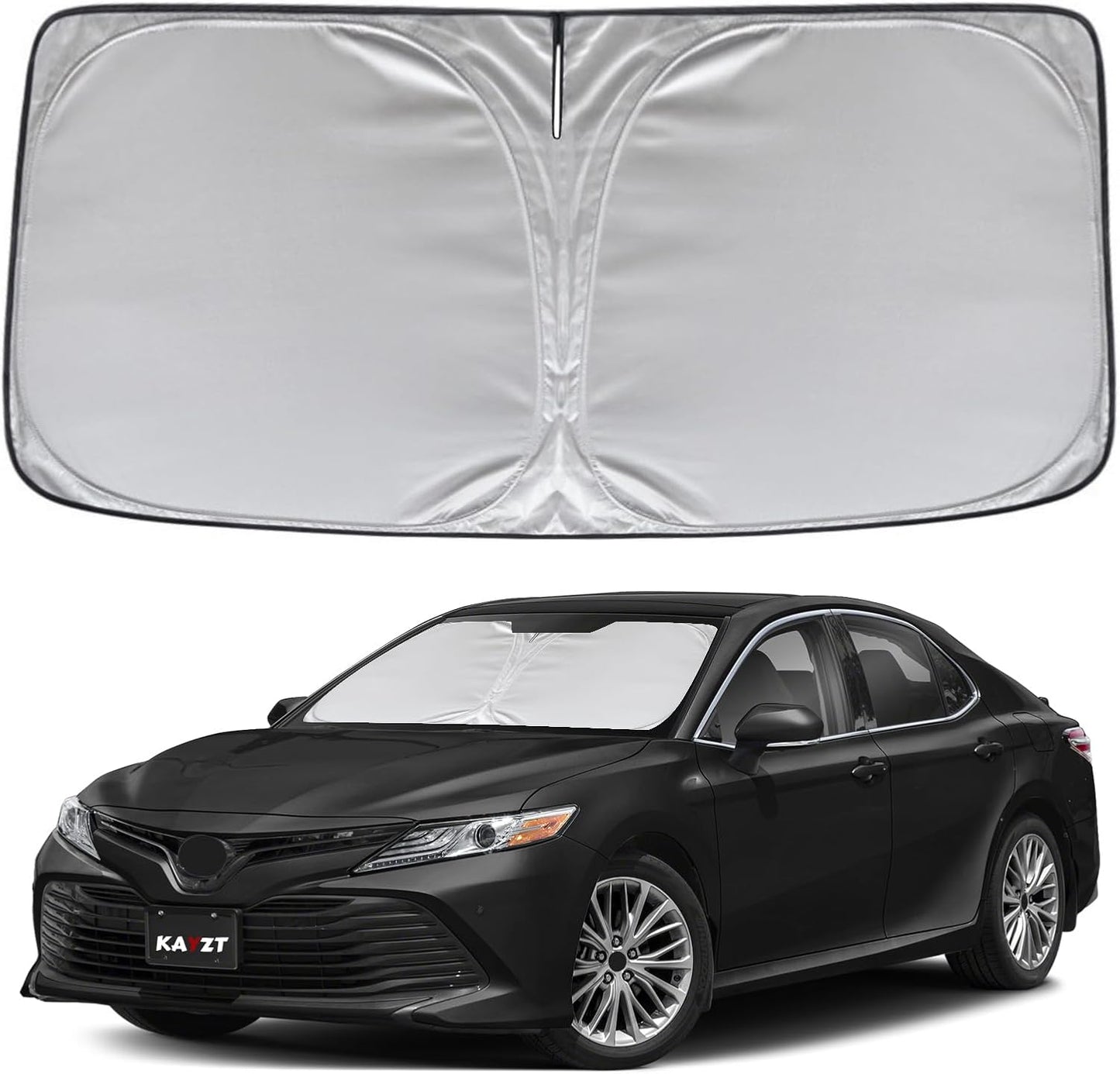 KAYZT Windshield Sun Shade for Toyota Camry 2018-2024 LE XLE Hybrid SE XSE Sedan Foldable Sunshade Front Window Custom Fit Accessories