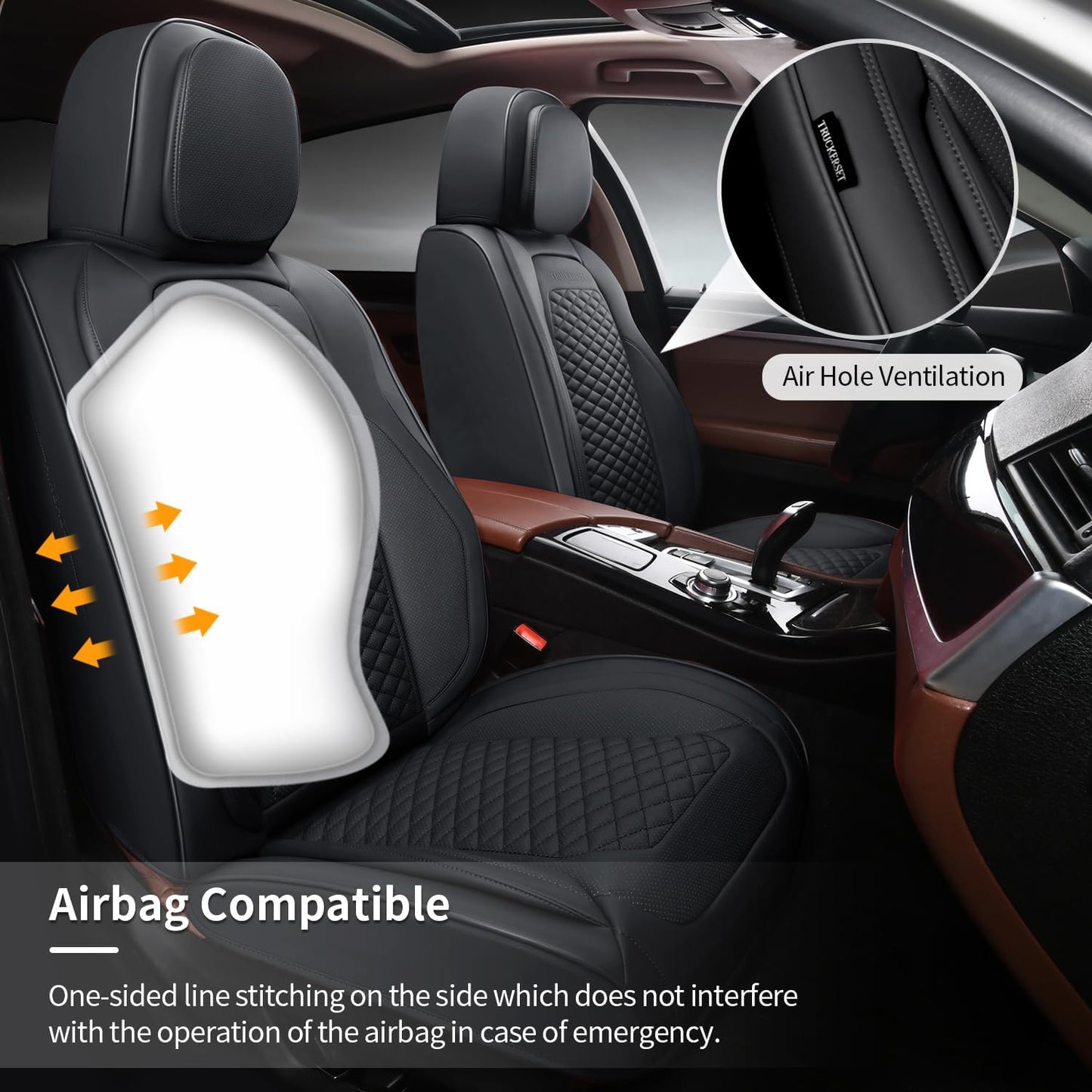 Car Seat Covers Full Set Leather Seat Covers Automotive Seat Covers Universal Car Seat Cover for Most Cars Black