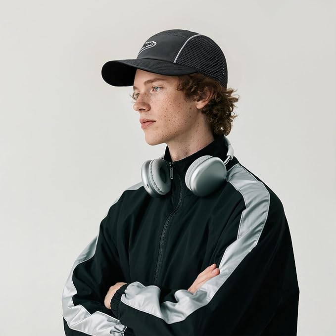 CLAPE Quick Dry 5 Panel Hat for Men, Breathable Mesh Short Brim Baseball Cap, Reflective Ajustable Outdoor Sport Running Hat