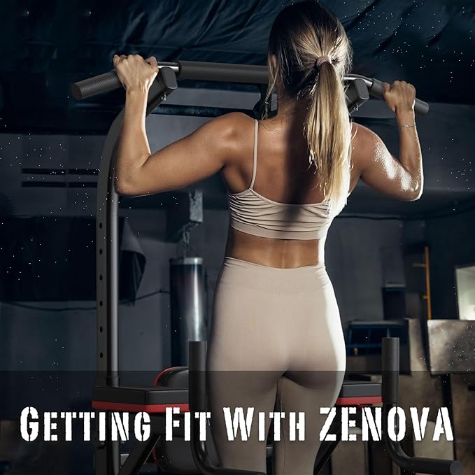 ZENOVA Pull Up Bar Dip Station Multi-Function Strength Training Equipment for Men Women Muscle Building 330/500 LBS Weight Capacity