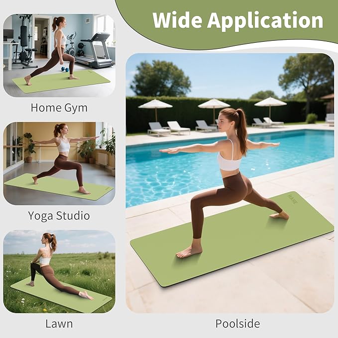 HAHE Non Slip Yoga Mat Wide, (72"L X 32"W, 0.24" Thick) Large Fitness Exercise Mat with Carrying Strap, Eco-Friendly POE Yoga Mats for Home, Gym, Pilates, Stretching