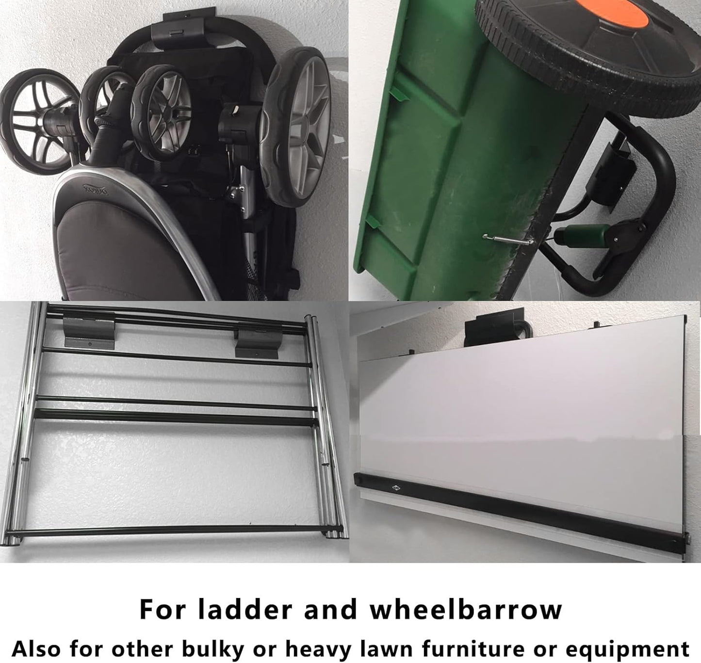 Heavy-Duty Wall Mount Ladder Hooks for Storage - Wheelbarrow Hangers for Garage Wall - 1 Pack