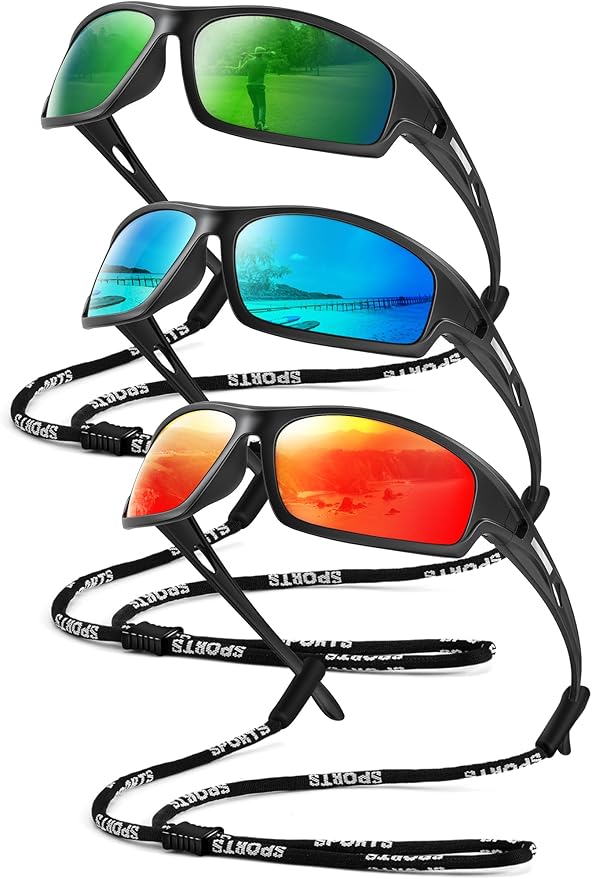 Polarized-Sunglasses-Men Sports Mens-Sunglasses: Sun-Glasses with UV400 Protection for Driving Golf Fishing Running