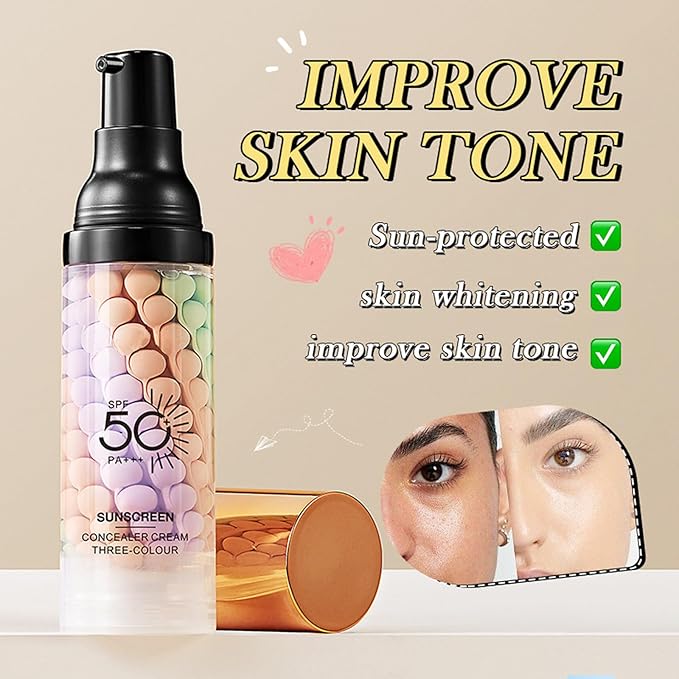 One Step Color Corrector Primer, 3 In 1 Primer for Face Before Makeup, Face Tinted Moisturizer Sunscreen Isolation Cream,SPF 50,Makeup Primer Oil Control & Concealer Skin Tone Correcting,Radiance Skin