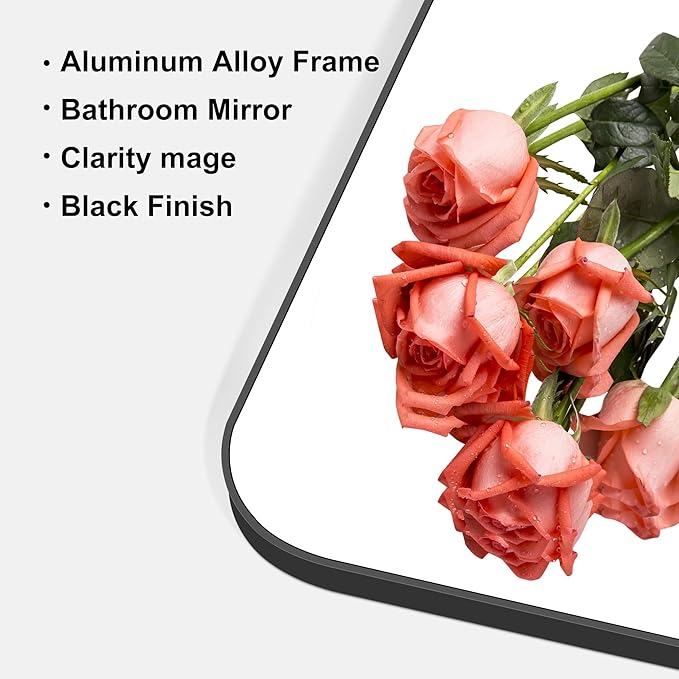 39" x 39"Bathroom Mirror, Matte Black Wall Mirror with Metal Frame, Decorative Rectangular Vanity Mirror for Bedroom Bathroom Living Room Entryway (Horizontal/Vertical)
