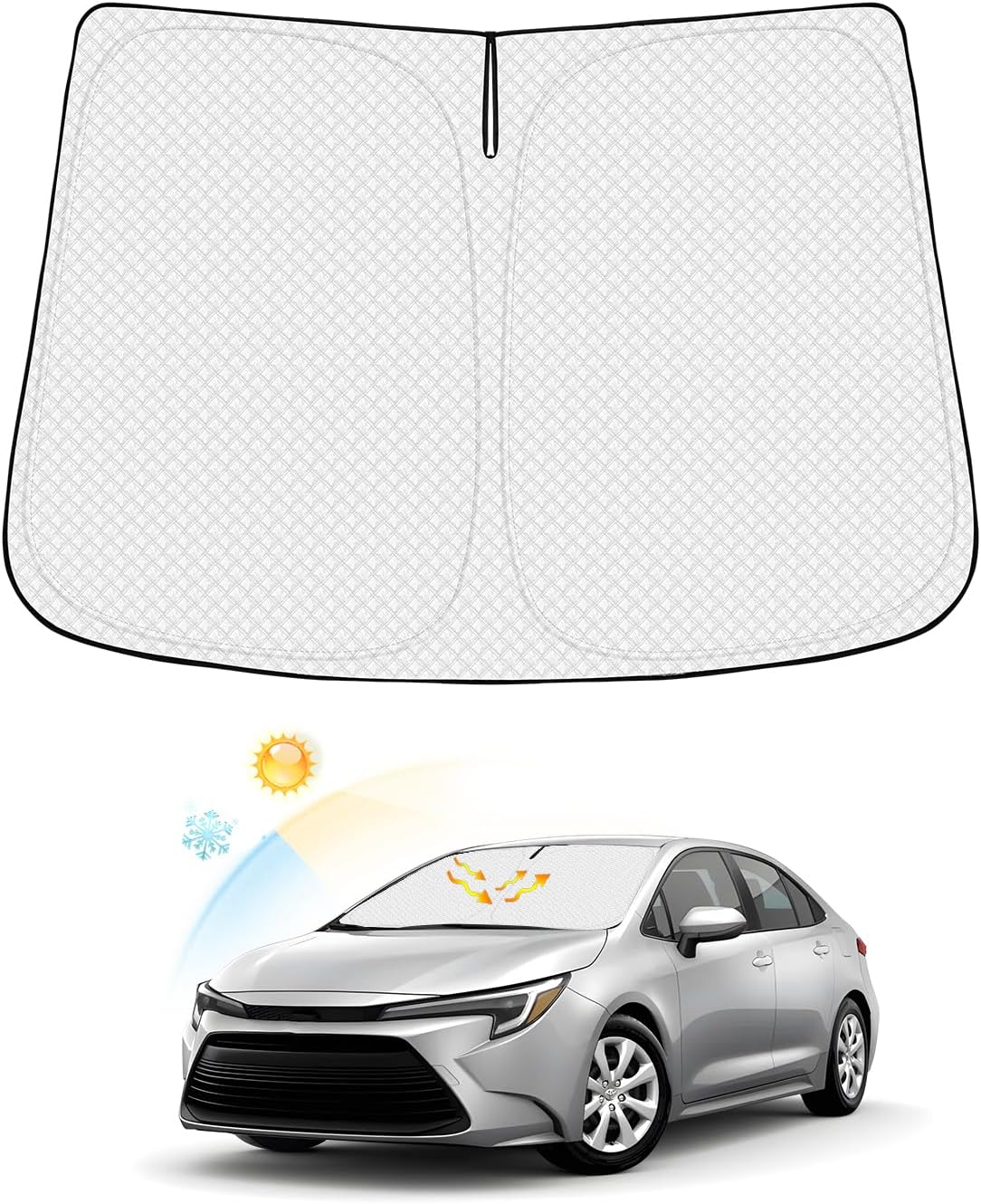 Windshield Sun Shade for Toyota Corolla 2019-2026 (Not for Corolla Cross) Accessories Thicken 6-Layer Front Window Sunshade Cover Sun Visor Protector Foldable Block UV Rays Keep Vehicle Cool